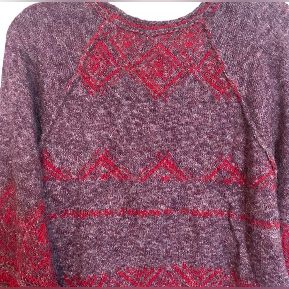 Free People Wool and Alpaca Blend Purple and Red Cropped Sweater❤️ - Picture 6 of 11